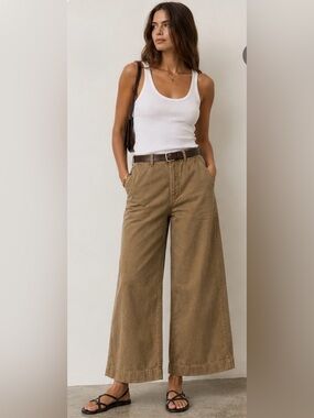 Buck Mason High Desert Wide Leg Utility Pants Tan Canvas Size 29